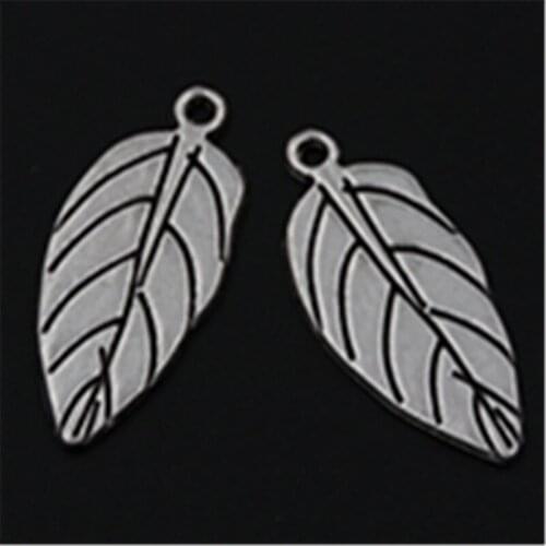 WKOUD 15pcs Ancient silve Locust tree leaves charm necklace earrings DIY fashion jewelry zinc alloy pendants findings A518