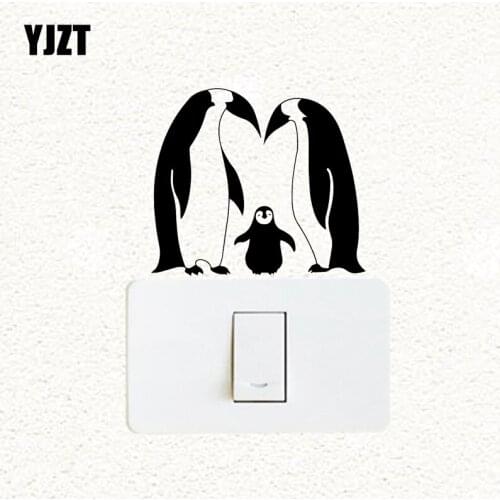YJZT Penguins Animal Family Cute Room Decor Wall Switch Stickers Vinyl Decal 17SS0430
