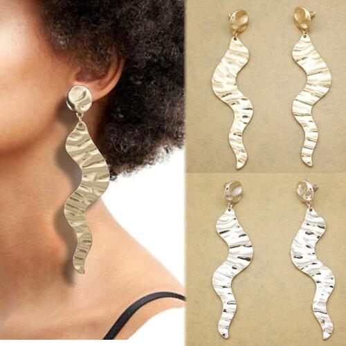 Hammered Swirl Snake Drop Long Dangle Egyptian Cleopatra Earrings Geometric Gothic Punk Women Oorbellen Orecchini Jewelry