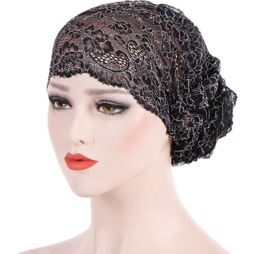 Women 7 Colors Lace Muslim Ruffle Turban Fashion Chemo Hat Beanie Scarf Head Wrap Elasticity Headscarf Cap Gift