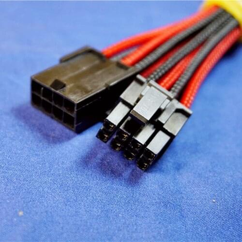 1pc Sleeved PCIe PCI-E GPU 8 Pin Female to Male 6+2 8 Pin Extension Cable Flexible Temperature Resistance Silicone Wire 18 AWG