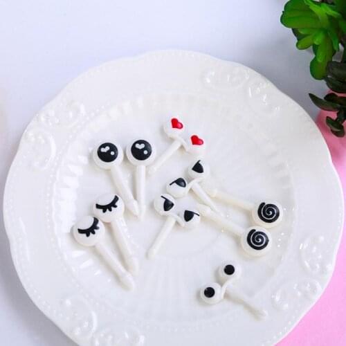 10Pcs/lot Fruit Fork Decorative Sticks Reusable Plastic Fruit Forks Kids Lunch Bento Box Accessories Cartoon Mini Eyes Toothpick
