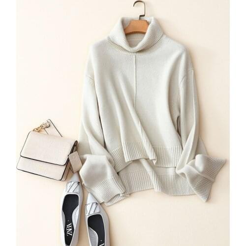 100% cashmere sweater turtleneck female winter thick warm pullovers loose casual fashion brand knitwear outerwear
