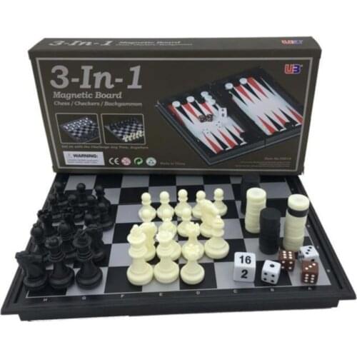 3 in 1 magnetic chess set backgammon checkers Game Set 25x25cm chess pieces wooden foldable 24*24 chessboard toy or gift