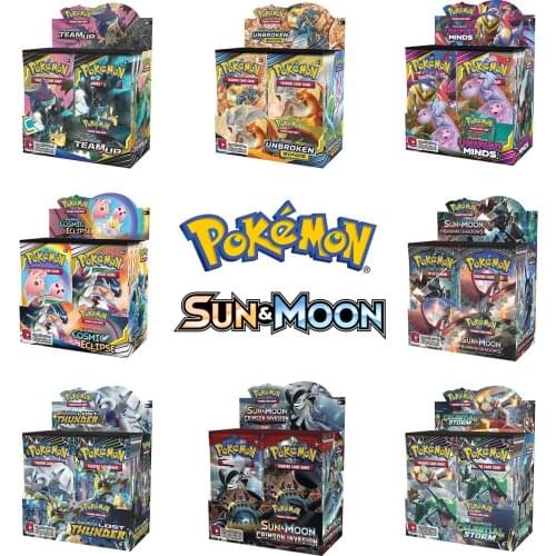324 Pokemon Card Pokemon Tcg: Sun and Moon Team Up Evolutions Booster Display Box (36 Packs) Game Kids Collection Toys Gift