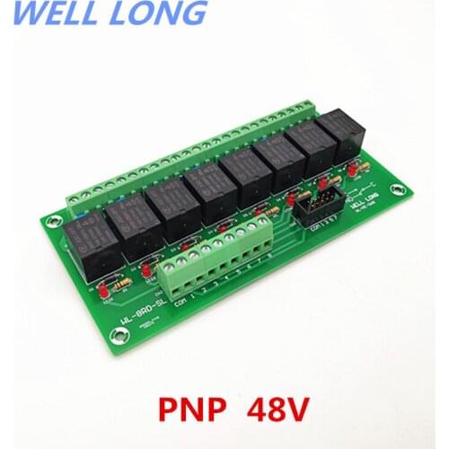 8 Channel PNP Type 48V 15A Power Relay Interface Module,HF JQC-3FF-48V-1ZS Relay