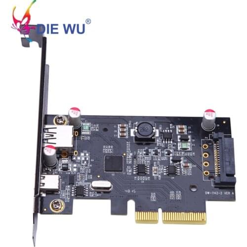 DIEWU PCI Express PCIe to USB Type A Type C Riser card adapter SATA 15pin Power Connector TXB052