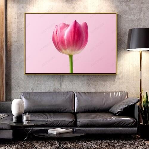 Artcozy Oil Canvas Painting single_pink_tulip_spring_flower_pink For Home Decoration Wall Art