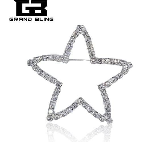 Blingbling Rhinestone Shinning Silver Color Star Brooch Pin for Women Jewelry Dropshipping