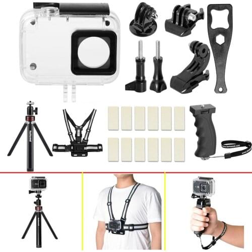 Underwater 40M Waterproof Dive Housing Case for Xiao YI 4K Accessories Kit Set Tripod Monopod Head Strap Bag Adapter Mount