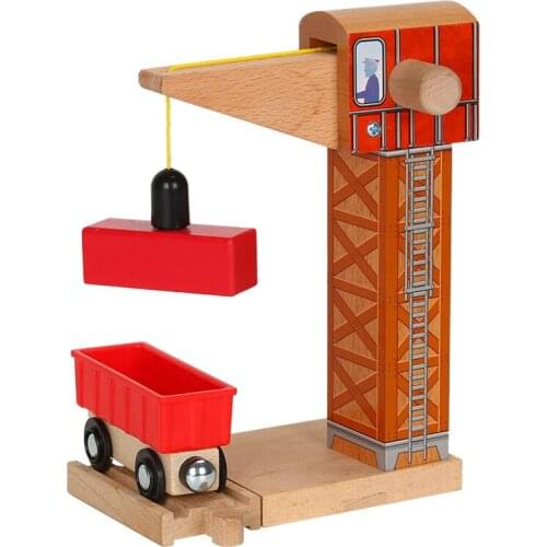 P182 Wooden Track Accessories crane Tower Toys Magnetic Car Models Track Construction Games Compatible with Wooden Track
