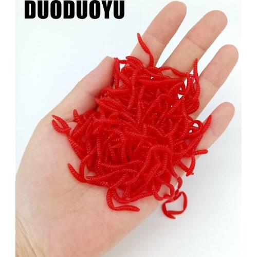 DUODUOYU 200PCS/LOT Mini Red Worm Soft Lure 55mm Earthworm Fishing Silicone Artificial Bait FishingTackle