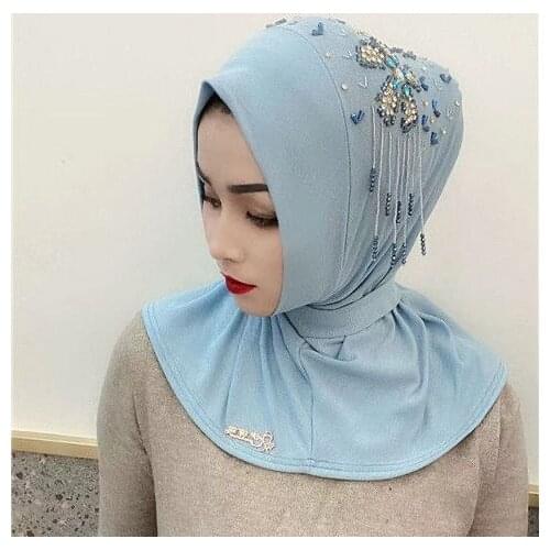 Saudi Girls Headwear Instant Cap Wrap Hijabs Wedding Brides Hijabi