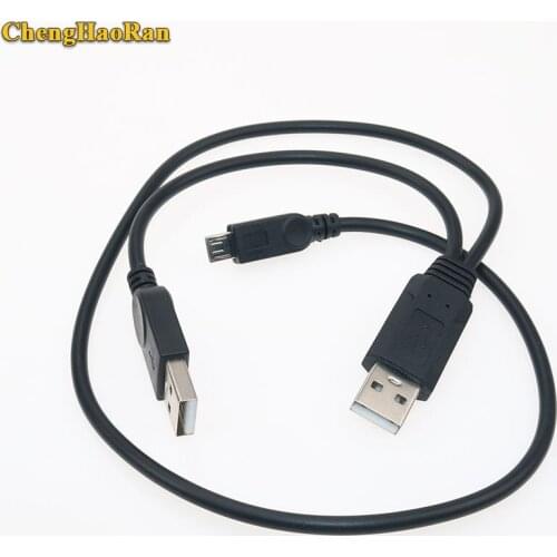 ChengHaoRan USB 2.0 male to Male + Micro 5pin Male Data Power Y Cable HDD Hard Drive Charging Connector Cable Cord