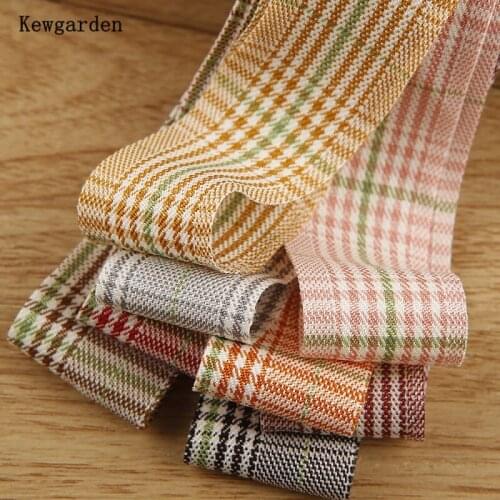 Kewgarden Plaid Satin Ribbon 1-1/2" 1" 3/8" 38mm 25mm 10mm Handmade Tape DIY Hairbow Corsage Sewing Accessories Webbing 10 Yards