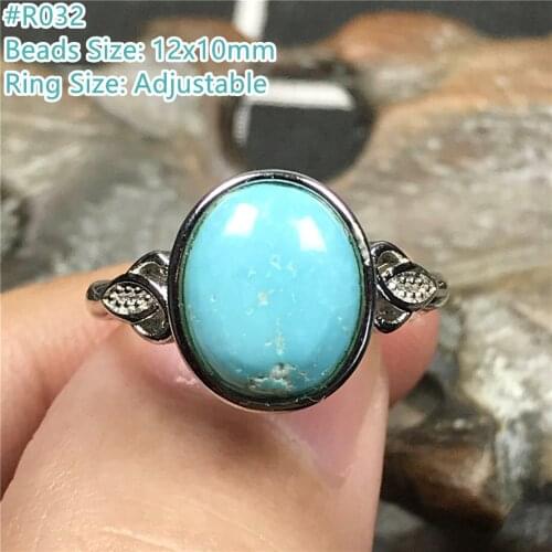 Top Natural Turquoise Ring Jewelry For Woman Lady Man Healing Gift Crystal Oval 12x10mm Beads Silver Stone Adjustable Ring AAAAA