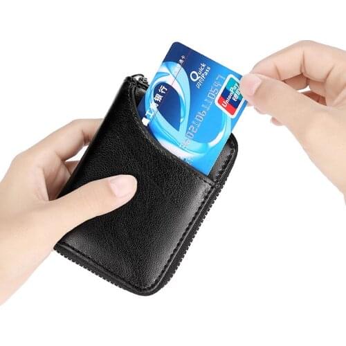 Leather Card Bag Female Multi-functional Organ Card Bag Custom Logo Rfid Card Bag Cowhide Mens Zipper Clip Wallet Wholesale