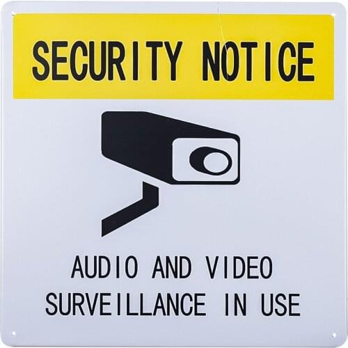 "Security Notice -Audio and Video Surveillance In Use" Sign | 10" x 10" Metal Outdoor sign