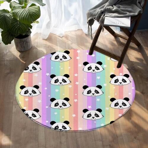 Cartoon Rainbow Panda Carpet Round Floor Mat Living Room Carpet 60cm 80cm 100cm 120cm 150cm