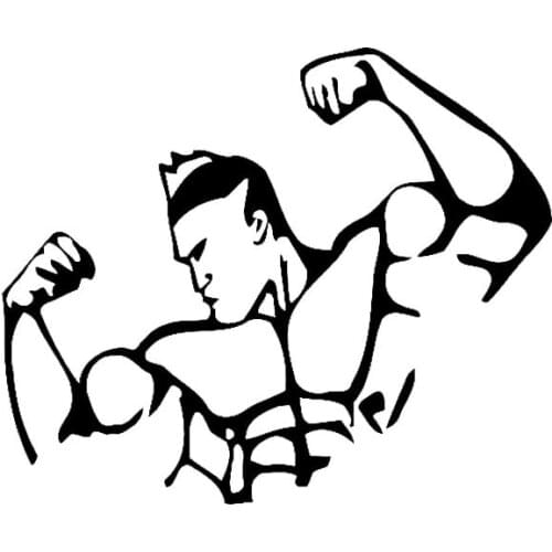 Muscle Fitness Sports Stickers High Quality Car Window Decoration Personality Pvc Waterproof Decals Black/white, 14cm*12cm