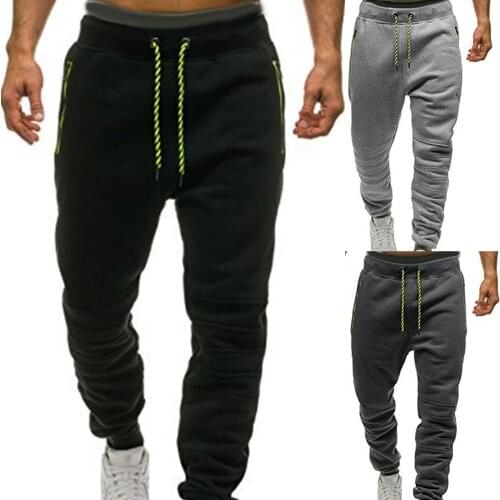 Men Outdoor Sports Sweatpants Pants Zipper Pockets Drawstring Bodybuilding Pants Male Jogging Pant Sports Trousers