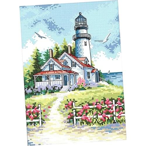 Cross Stitch Set Embroidery Kit (Lighthouse And House) DIY Cross Stitch