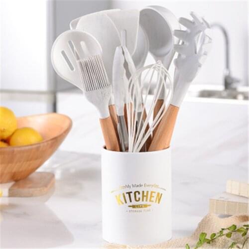 9pcs yellow color Kitchen Silicone Cooking Utensils Set Non-stick Spatula Shovel Cooking Tools Set With Storage Box Kitchen Tool