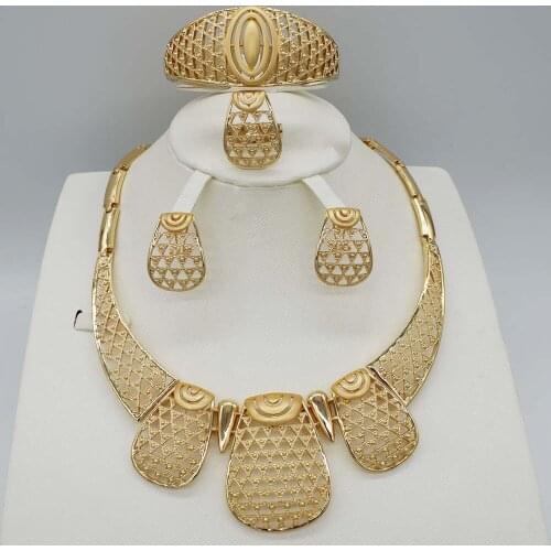 New Vintage Jewelry Sets African Bead Beads Statement Necklace Earrings Bracelet Ring Women Wedding Party Accessories