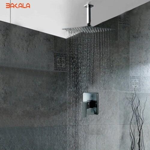 NEW Chrome 8 10 12 16 inch shower head Bathroom ceiling rain shower Concealed ceiling mount with ceiling arm sets