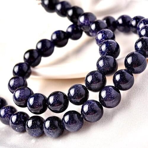 Wholesale Natural Blue Sand Stone Round Loose Beads 4 6 8 10 MM DIY Charm Beads For Jewelry bracelet Making