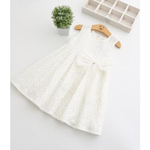 Girl Dress lace Flower Bow Fashion Cute Summer Children 2-7 Years Old Sleeveless Vest Princess Dress Childrens Clothing