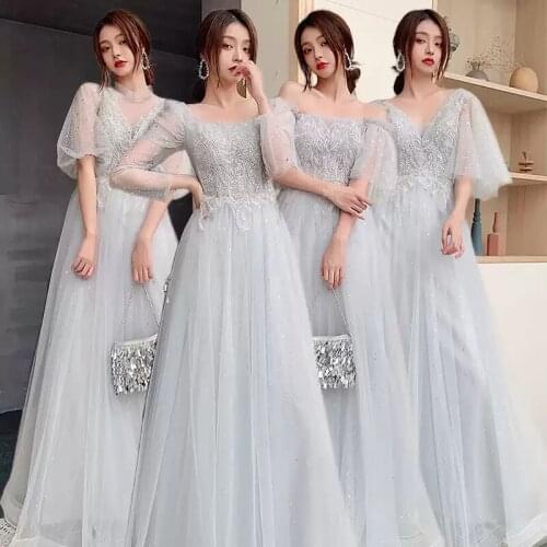 Bridesmaids Dress Illusion Short Strapless Off The Shoulder Embroidery Sequined Lace Tulle Vintage Women Wedding Party Gown E596