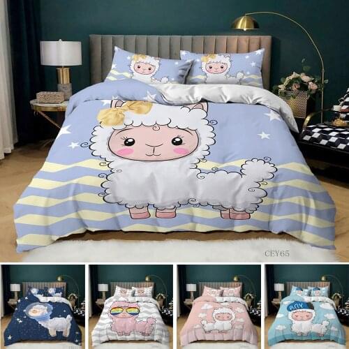 3D Cartoon Sheep Bedding Set For Teens Girls Queen King Size Cute Comforter Duvet Cover Sets 2/3pcs Luxury Quilt Covers