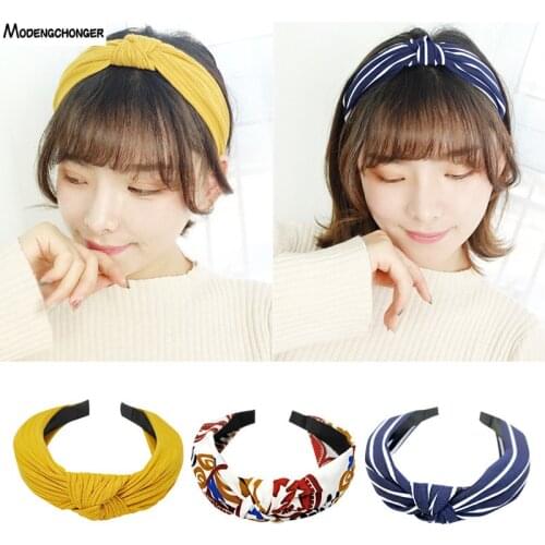 2019 Fashion Sweet Knot Hairbands Headbands For Women Girls Hair Bezel Print No Slip Wide Elastic Hair Band Hair Accessories