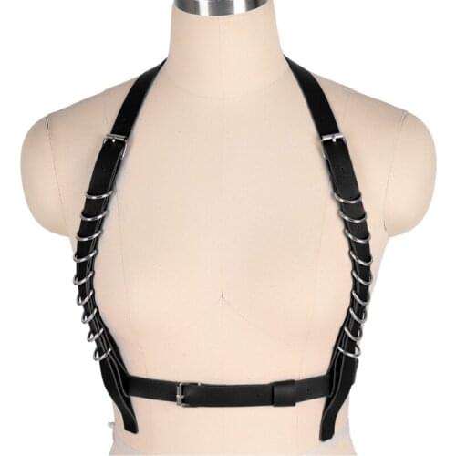 Faux Leather Cage Vest Open Chest Sculpting Body Harness Adjustable Straps Waist Belt Goth Girdle Cincher Clothing Accessories