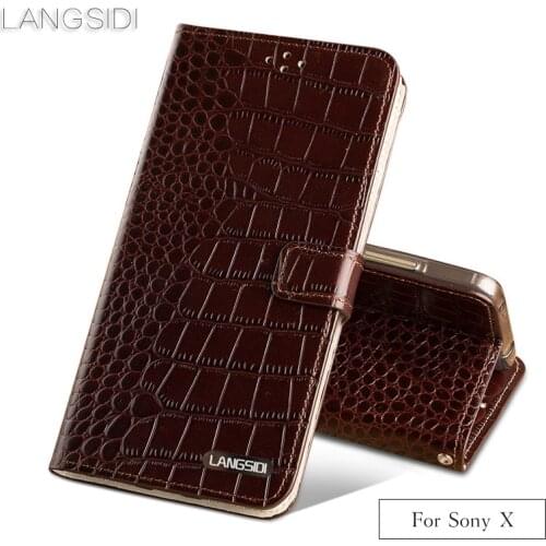 Luxury phone case Crocodile tabby fold deduction phone case For Sony X cell phone package handmade custom