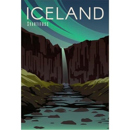 Retro Iceland Svartifoss Travel Art print Silk poster Home Wall Decor