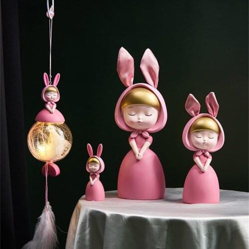 Nordic Cute Beautu Girl Ornaments Flower Resin Crafts Figurine Character Fairy Garden Miniatures Home Decor Accessories