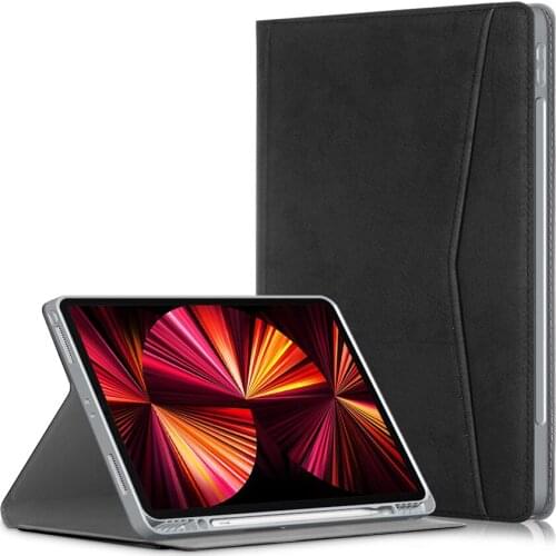 Folio Folding Smart Cover for iPad Pro 12.9 5th Gen Fabric Leather Case with Pencil Slot Pro 12.9 2021 2020 2018 Smart Cover+Pen