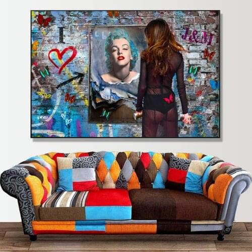 Modern Monroe Graffiti Artwork Picture On Canvas Prints Street Art Sexy Girl Wall Painting Poster For Home Decor Living Room