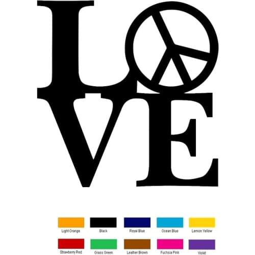 Car styling 15cm x 15cm Love With Peace Car Sticker For Truck Window Bumper Auto SUV Door Laptop Kayak Vinyl Decal 11 Colour Jdm