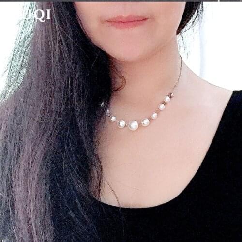 SUQI new Stainless steel permanent non-fading Necklace Women Choker Pearl Backless dress Femme Necklaces Pendants Chain jewelry