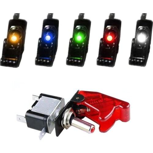 Car Boat Truck Illuminated Led Toggle Switch Control With Safety Aircraft Flip Up Cover Guard 12V20A transparent