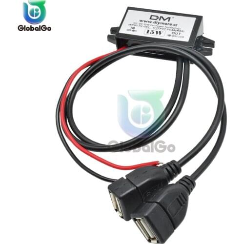 USB DC-DC Step Down Buck Converter Power Supply Module 7-20V to 5V 3A 15W Waterproof Car Power Supply Double USB Adapter