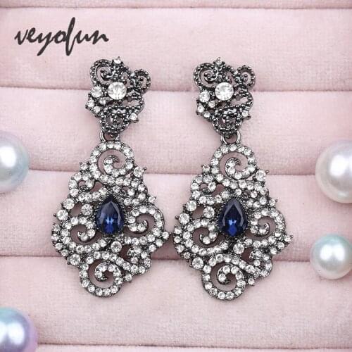 Veyofun Cute Hollow Rhinestone Drop Earrings Romantic 3 Color Party Dangle Earrings Fashion Jewelry for Women Gift