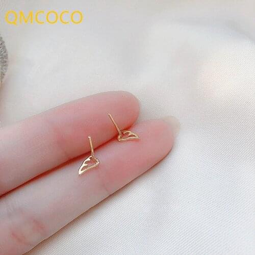 QMCOCO 925 Silver New Fashion Hollow Out Gold Wings Handmade Stud Earrings For Women Ear Hoops Irregular Jewelry Party Gifts