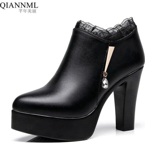 Plus Size 32-43 Block Heel Platform Shoes Women Wedding Shoes 2021 Fall Deep Mouth High Heels Pumps Ladies Office Shoe