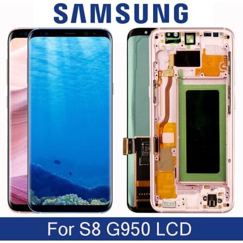 Original Super Amoled LCD For Samsung S8 G950F G950U G950W Display With Touch Screen Digitizer Assembly Replacment With Frame