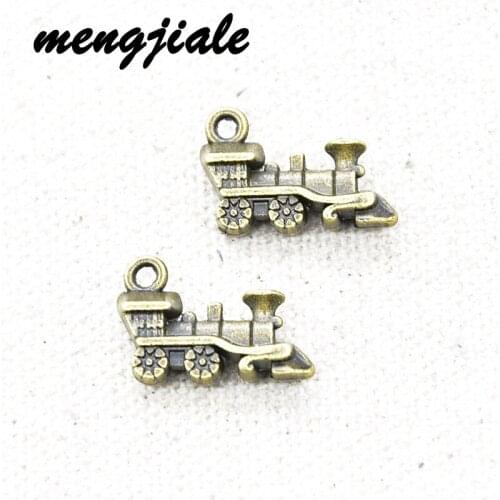 15pcs Wholesale Antique Bronze Train Charms Alloy Metal Pendants For DIY Handmade Jewelry Accessories Making 18*12mm