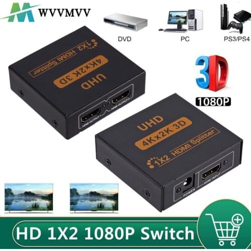 1 x 2 HDMI-compatible Splitter Converter 1 In 2 Out HD 1.4 Splitter Amplifier HDCP 1080P Dual Display for DVD HDTV PS3 Xbox